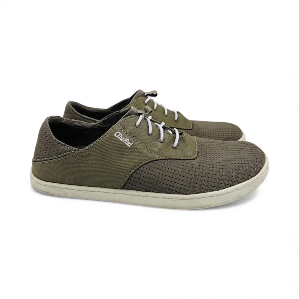OluKai Men's Nohea Moku No Tie Boat Shoes Clay Tapa Size 40 MSRP $120